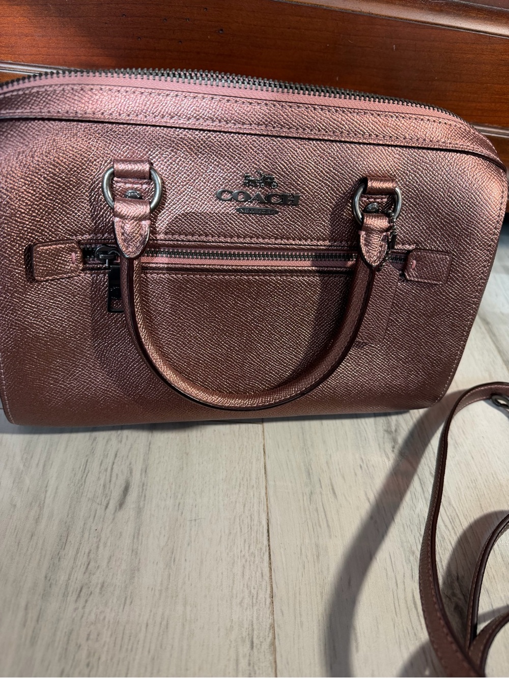 Coach Metallic Rose Dome Satchel - Rose Gold Finish